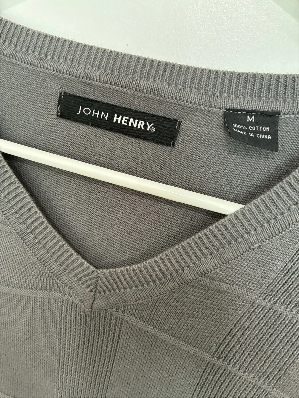 John Henry Men's V-Neck Knit Sweater in Gray